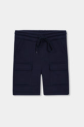 Boys Dark Blue Six Pocket Cargo Shorts(Knee Length)